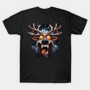 Comic-Style Reindeer: Crazy and Evil T-Shirt